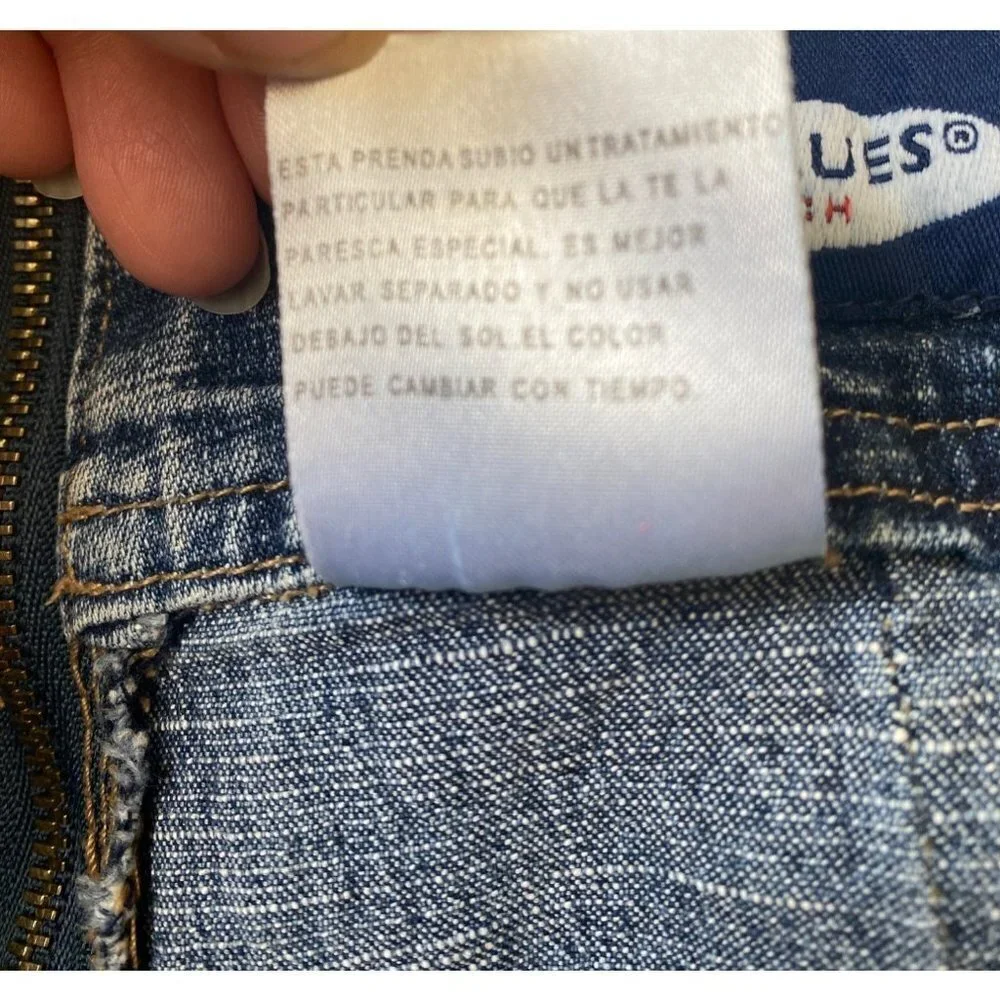 Vintage‎ Y2K Floral Embroidered Mid Waist Jeans cropped Denim Pants Women 10